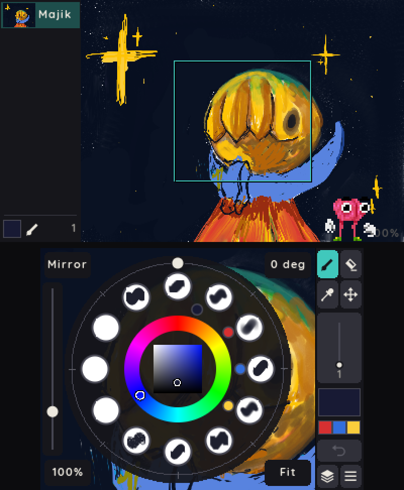 Pro Paint's pop-up palette